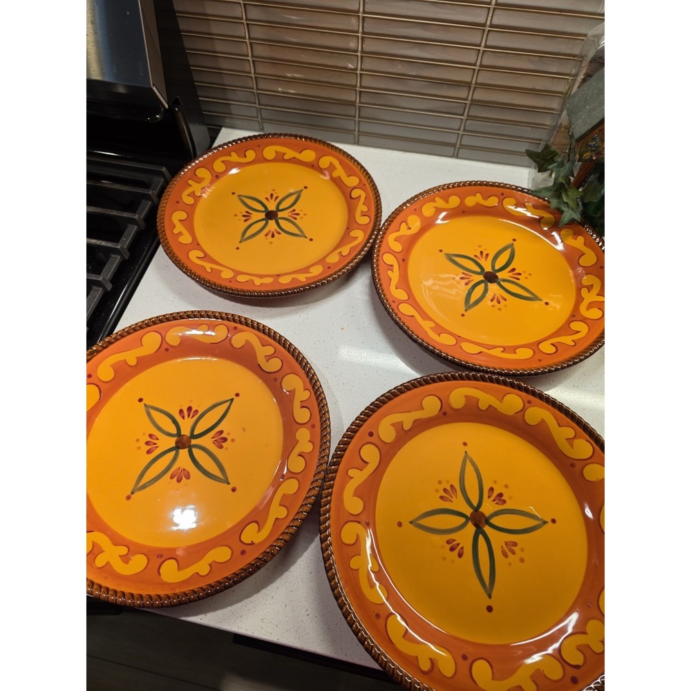 Home & Garden Party Stoneware Tuscan Home Salad Plates - Set Of 4 - 11 1/2"